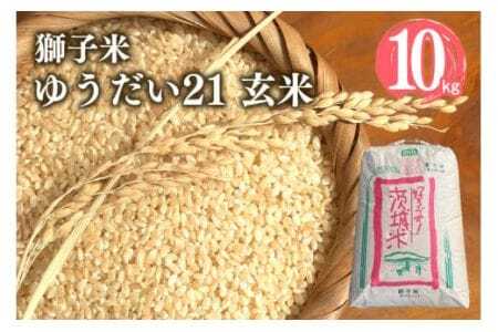 [令和7年産] 獅子米 ゆうだい21 玄米10kg 岡田ファーム あなたが選ぶ日本一おいしい米コンテスト 最優秀金賞 受賞 お おこめ ブランド 10キロ 国産 単一原料 コメ こめ ご飯 銘柄米 茨城県産 茨城 産直 産地直送 農家直送 ごはん 家庭用 贈答用 お取り寄せ ギフト 茨城県 石岡市 (G432) (B02-015)