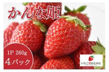 いちご かんな姫 4p いちご家のむのむ イチゴ 苺 4パック 国産 果物 フルーツ くだもの 1月 2月 3月 発送 冬 旬 産地直送 農家直送 産直 甘い デザート スイーツ 家庭用 贈答 贈答用 茨城 茨城県 石岡市 (A28-003)