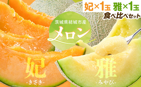 【令和7年先行予約】 茨城県結城市産 メロン 食べ比べ セット 妃 雅 各1玉 稲葉ファーム《9月下旬-10月中旬頃出荷予定》茨城県 結城市 送料無料 フルーツ 果物 高級メロン お取り寄せ 旬 産地直送 贈り物 お取り寄せフルーツ