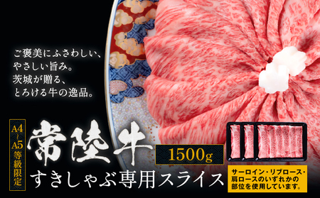 常陸牛黒毛和牛 牛肉すきしゃぶスライス1500g[30日以内に出荷予定(土日祝除く) ]国産牛配送不可地域あり]