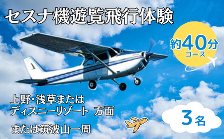 [3名]セスナ機遊覧飛行体験[約40分コース](フライトJ・K・L)[レジャー 遊覧飛行 体験 フライト レジャー 旅行 利用券 国内 トラベル チケット グライダー 3名様 空旅 観光 ギフト プレゼント 贈り物]