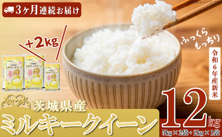 先行予約 令和6年産[3ヶ月連続お届け]茨城県産ミルキークイーン12kg(5kg×2袋、2kg×1袋)先行予約 令和6年[3ヶ月連続お届け]茨城県ミルキークイーン12kg(5kg×2、2kg×1)[定期便 米 米 白米 精米 ご飯 こめ 甘い ふっくら もっちり 10kg 冷えても美味しい 産地直送 安心・安全のJA品質の 単一原料 下妻市 茨城県産 ミルキークイー 下妻市発祥 スーパーライス計画 全く新しい ]