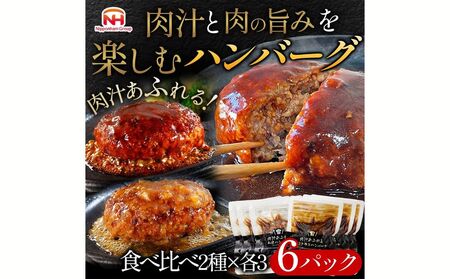 肉汁あふれるハンバーグ2種6個セット(デミグラス&和風) 日ハム 冷凍 個食 使い切り