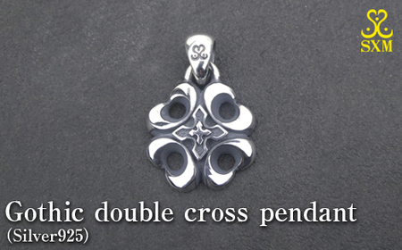 Gothic double cross pendant