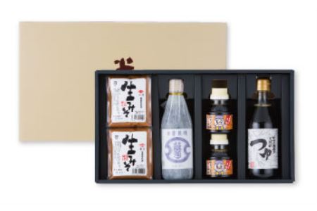 寛政12年創業 老舗醸造元 ヨネビシ ふるさと常陸太田セット(精製醤油 ひな菊300ml×1・天然水つゆ 300ml×1・卵かけご飯専科 100ml×2・生みそパック500g×2) 