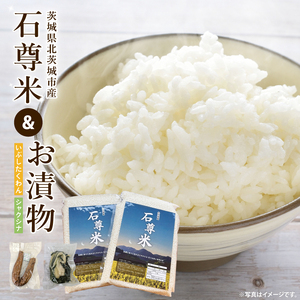 [数量限定]石尊米とお漬物セット[お米 米 コメ 石尊山 真空パック こしひかり 漬物 たくあん シャクシナ 野菜 ご飯 北茨城市 茨城県]