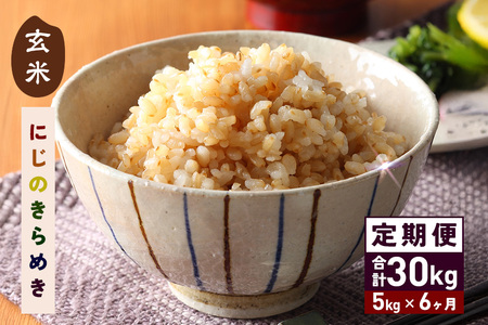 玄米 にじのきらめき 5kg 6ヵ月 定期便 (合計30kg) 米 FH-020