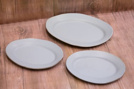 [おうちで陶炎祭] オーバルプレート 3点セット 「向山窯」作[笠間焼] AY-013