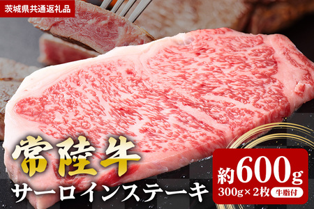【常陸牛】サーロインステーキ 600ｇ（300ｇ×2枚）（茨城県共通返礼品） II-012