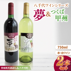 [先行予約]八千代夢ワインシリーズ 夢(赤)・つくば甲州(白)2本セット[茨城県共通返礼品/八千代町]│ ワイン 赤ワイン 白ワイン ブドウ 甲州 和食 飲み比べ 国産 茨城県 取手市
