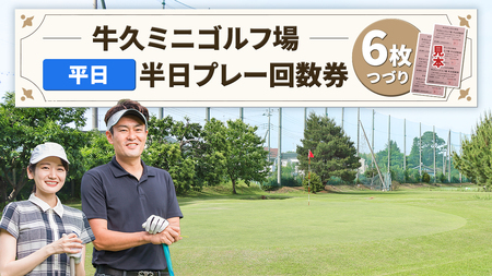 牛久ミニゴルフ場 平日 半日 プレー回数券 ( 6枚綴り ) ゴルフ ゴルフチケット ゴルフ場利用券 茨城 プレー券 練習券 体験 チケット