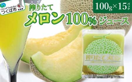 [ベルファームつくば]搾りたてメロンジュース 100% 100g×15パック[離島・沖縄配送不可][ メロン ジュース 茨城県 つくば市 おすすめ 100% 人気 搾りたて パック こだわり フルーツ 果物 ]