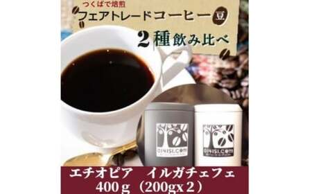 [のし付き]つくばで焙煎 コーヒー豆 エチオピア イルガチェフェ 200g×2種 飲み比べ 缶入り[1478775][ コーヒー 茨城県コーヒー つくば市コーヒー おすすめコーヒー 豆コーヒー ]