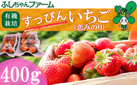 [2025年1月中旬発送開始]すっぴん有機いちご「恋みのり」400g(200g×2 パック)[ 茨城県 つくば市 いちご 苺 イチゴ 恋みのり 有機栽培 無農薬 有機農業 オーガニック 自然 果実 フルーツ 果物 希少 ]