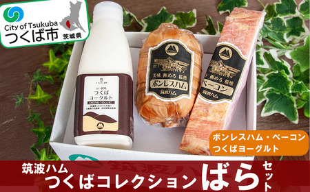 筑波ハム つくばコレクション ばらセット(ボンレスハム、ベーコン、つくばヨーグルト)[ 豚肉 豚 ぶた肉 ポーク ハム ベｰコン はむ ハム ベｰコン ボンレスハム ヨーグルト ハム ベｰコン 茨城県産 国産 ハム ベｰコン つくば市 ]