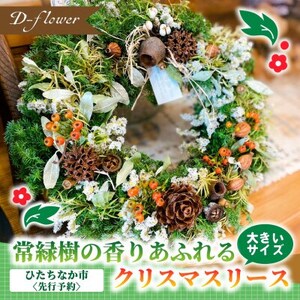 [2026年11月下旬以降発送開始]常緑樹の香りあふれるクリスマスリース(大きいサイズ)[配送不可地域:離島]