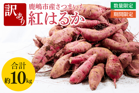 【訳あり】紅はるか約10kg【さつまいも サツマイモ 紅はるか 茨城県 鹿嶋市 10000円以下】（KAM-20）