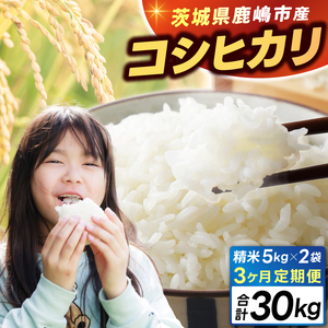 [3ヶ月定期便]★新米 令和7年★ 米 精米 白米 10kg(5kg×2袋)[総計 30kg]「こしひかり」先行予約 鹿嶋市産[令和7年産 コシヒカリ お米 コメ ごはん ライス ブランド米 茨城県 鹿嶋市](KEJ-6)