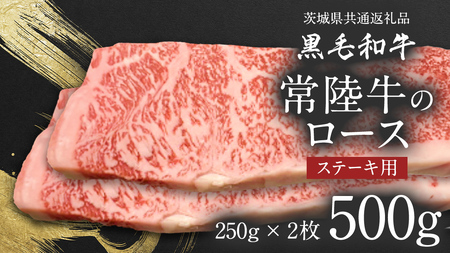 [ JA北つくば ] 常陸牛 ロース ステーキ用 500g ( 250g × 2枚 ) 茨城県共通返礼品 牛肉 和牛 国産 茨城県産 [AE038ci]