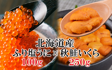 北海道産 ふり塩うに(エゾバフンウニ)100g いくら醤油漬け 250g うにいくら丼 冷凍保存 事業者支援