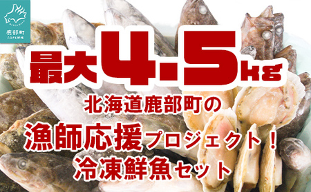 [2024年7月下旬発送][緊急支援品]北海道 冷凍鮮魚セット 最大4.5kg 「漁師応援プロジェクト!」 下処理済み 4〜5種 ホタテが必ず入るおまかせ セット 事業者支援 中国禁輸措置