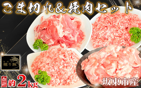 茨城県産「穂り豚」こま切れ&挽肉セット2kg