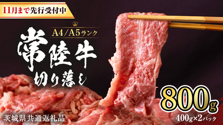 [ 2024年12月配送 限定 ] 常陸牛 切り落とし 合計 800g ( 400g × 2袋 ) 使いやすい 小分け パック A4 A5 ランク [11月まで先行受付] 茨城県共通返礼品 黒毛和牛 国産黒毛和牛 和牛 国産 牛肉 牛 お肉 肉 ひたち牛 [CD035sa]