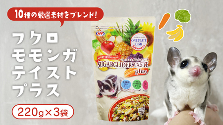 フクロモモンガ テイストプラス 220g × 3袋 フクロモモンガ 小動物用フード ペットフード おやつ 乳酸菌配合 [BU036sa]