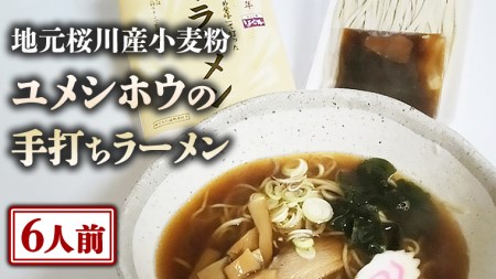 [ 手打ち ラーメン ・ 6人前セット ] 地元 桜川産 小麦粉 「 ユメシホウ 」 使用 手打ち 生ラーメン ラーメン [AN003sa]