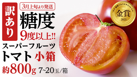 [2024年3月上旬発送開始][訳あり] スーパーフルーツトマト 小箱 約800g(7〜20玉)× 1箱 糖度9度以上 トマト とまと 野菜 [BC042sa]