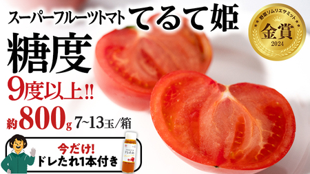 【12/31まで早期予約限定 ドレたれ1本付き】糖度9度以上 てるて姫小箱 約800g×1箱 ブランドトマト 2025年2月上旬発送開始 フルーツトマト トマト とまと てるてひめ 桜川市 茨城県桜川市 [BC065sa]