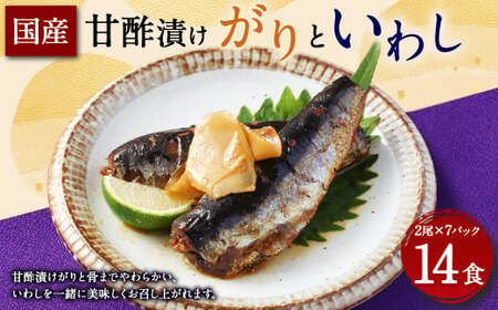 甘酢漬け がり と いわし 2尾 × 7パック ( 14食 ) 国産 鰯 イワシ 魚 魚介 海鮮 常温