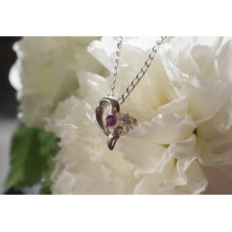 Y-10 ☆エンジェルハートペンダント（誕生石+ダイヤ入り）2月：アメジスト