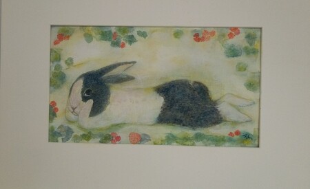 [ 限定1点 ] 「 USAGI・ラズベリー 」 うさぎ ウサギ 絵画 アート アトリエ 飛動庵