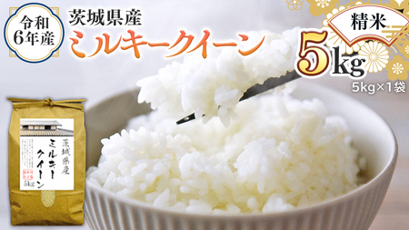 令和6年産 茨城県産 精米 ミルキークイーン 5kg (5kg×1袋) 新米 白米 米 コメ こめ 単一米 限定 茨城県産 国産 美味しい お米 おこめ おコメ