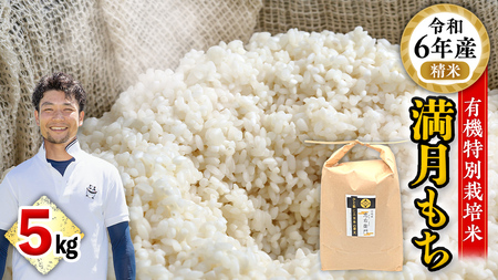 【ふっくら なめらか 良くのびる】＜令和6年産＞ 満月もち精米5kg　三百年続く農家の有機特別栽培 満月もち 農創 国産 茨城県産 おいしい 新生活 新生活応援 必要なもの 便利 おすすめ 消耗品 一人暮らし もち米 少量