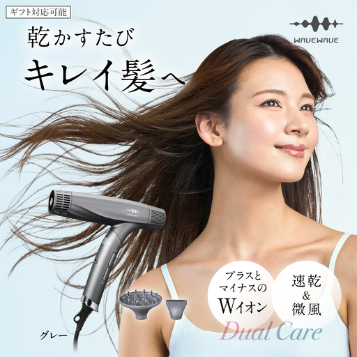 [先行予約][ギフト対応]WAVEWAVE DualCareDryer デュアルケアドライヤー グレー [2026年6月上旬より発送開始]