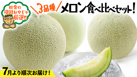 メロン 食べ比べ セット【7月発送開始】田舎の頑固おやじが厳選！