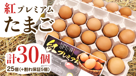 紅プレミアム 卵 30個 ( 25個 入り + 割れ保障 5個 ) 独自飼料 濃厚 おいしい玉子 玉子 たまご サンサンエッグ タンパク質