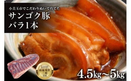 脂身が甘い!サンゴク豚(バラ1本)4.5kg〜5kg 豚肉 ブタ肉 国産 茨城県産 ギフト プレゼント 冷蔵 2-F