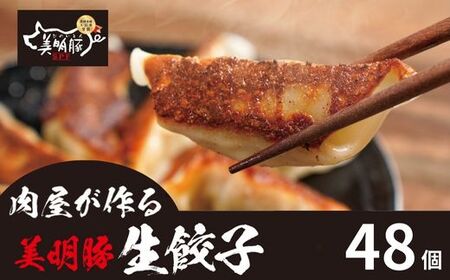 718 肉屋が作る 美明豚 生餃子 48個 (24個×2パック)[吉川商事]