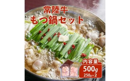 常陸牛 もつ鍋セット 500g 自家製スープ付き 4人前 牛もつ 720