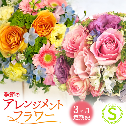 [ 3ヶ月 定期便 ]季節 の フラワーアレンジメント [ S ] 花 お花 季節の花 生花 記念日 誕生日 自宅用 インテリア 部屋飾り 装飾 贈答 ギフトプレゼント おしゃれ 茨城県 城里町