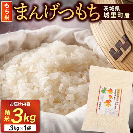 もち米 3kg 精米 マンゲツモチ 令和7年産 城里町産 3kg×1袋
