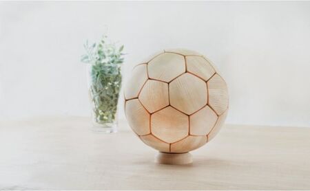 木製 サッカーボール (小) ヒノキ 台座付き インテリア 飾り ひのき