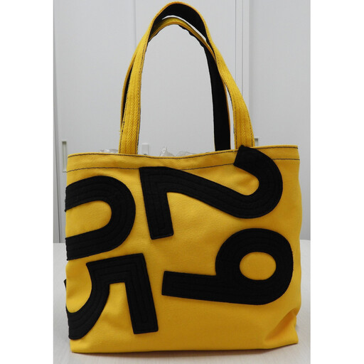 [競走馬調教用ゼッケン使用:ゼッケンバッグ] 舟形トート[3-黄色ゼッケン×黒文字]