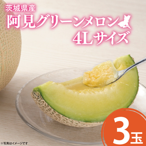 茨城県産阿見グリーンメロン5kg(3玉)[秀品4L]先行予約[JA水郷つくば]フルーツ 果物 くだもの 甘い おいしい メロン 茨城県 阿見町[2026年6月下旬より順次発送](20-03)