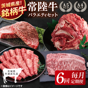 [茨城県共通返礼品][6回定期便]最高級A4.5ランク常陸牛 お楽しみセット[銘柄牛 牛肉 冷凍 たんぱく質 スライス ステーキ すき焼き しゃぶしゃぶ 切り落とし 茨城県産](81-13)