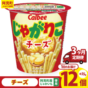 [3回定期便]カルビー じゃがりこチーズ(55g) 12個|Calbee お菓子 菓子 おやつ おかし スナック おつまみ ジャガイモ じゃがいも(93-20)