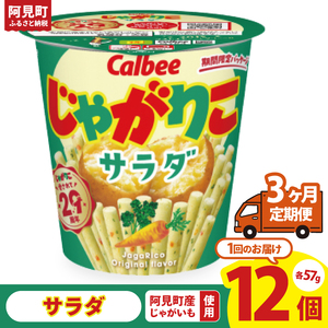 [3回定期便]カルビー じゃがりこサラダ(57g) 12個|Calbee お菓子 菓子 おやつ おかし スナック おつまみ ジャガイモ じゃがいも(93-17)